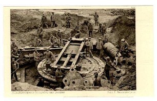 Der Krieg 1914/15 in Postkarten, 44. Reihe, Abt.: Rußland; Inhalt: Grodno und Umgebung: Nr. 439: Ausgegrabenes Geschütz bei Grodno