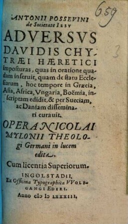 Adversus Davidis Chytraei haeretici imposturas ...