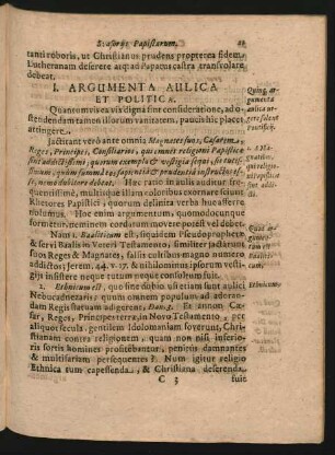 I. Argumenta Aulica Et Politica.