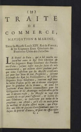 Traité de commerce, navigation & marine