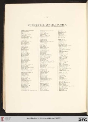 Register der Künstlernamen