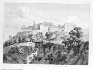 Recueil de vues et Fabriques pittoresques d'Italie ..., Tafel 79: 2.me Vue de l'Abbaye du Mont-Cassin, dans le Royaume de Naples.