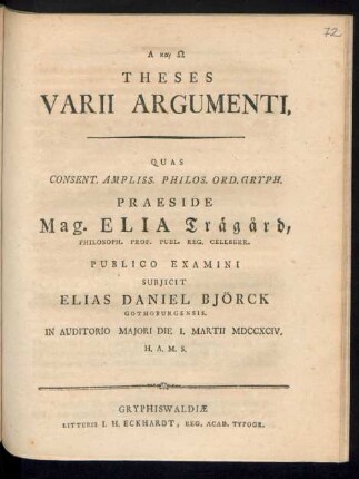 Theses Varii Argumenti