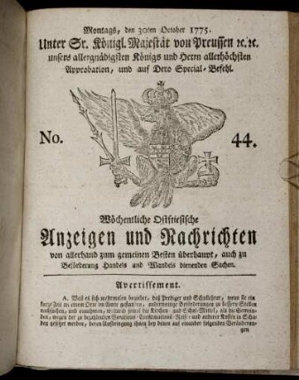 No. 44. Montags, den 30ten October 1775