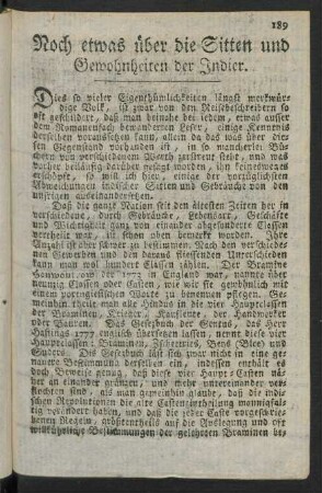 Noch etwas über die Sitten und Gewohnheiten der Indier