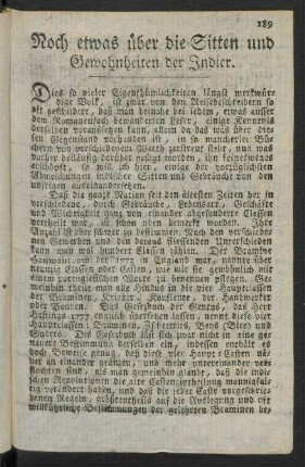 Noch etwas über die Sitten und Gewohnheiten der Indier