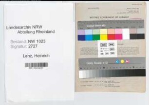 Entnazifizierung Heinrich Lenz , geb. 25.12.1898 (Betriebsleiter)