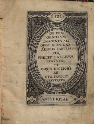 De deis gentium imagines : aliquot iconicae, aeneis tabulis