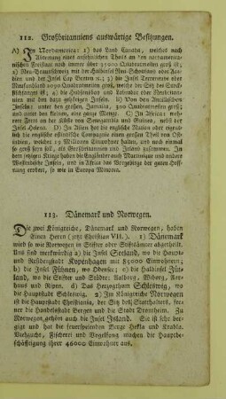 112. Großbritanniens auswärtige Besitzungen