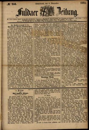Ausgabe vom Samstag, den 08. November 1884.