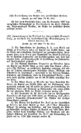 Verleihung der Rechte der juristischen Person : [V. Elementarschulwesen]