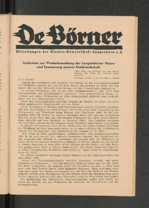 Gedanken zur Wiederbewaldung der Langenhorner Moore und Erneuerung unserer Knicklandschaft