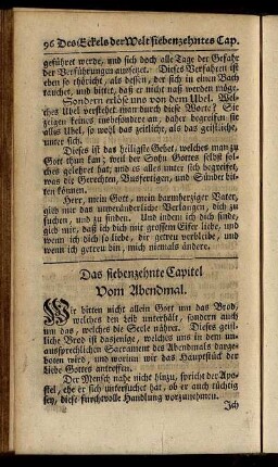 Das siebenzehnte Capitel. Vom Abendmal.