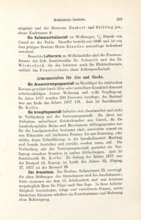 Armenanstalten für Alte und Sieche.