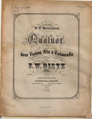 Quatuor : pour 2 violons, alto & violoncelle ; op. 17
