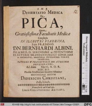 Dissertatio Medica De Pica