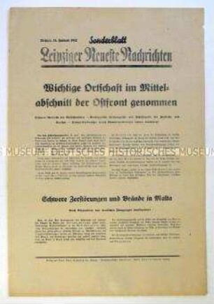 Sonderblatt der "Leipziger Neuesten Nachrichten" zum Kriegsverlauf an der Ostfront und in Nordafrika