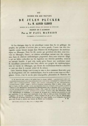 Notice sur les travaux de Jules Plücker.