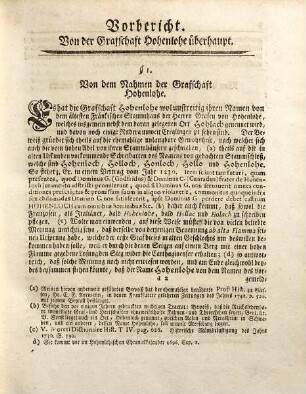 Hohenlohische Kyrchen- und Reformationshistorie : Aus bewährten Urkunden und Schriften verfasset, Und Nebst einem Vorbericht Von der Graffschaft Hohenlohe Ueberhaupt, [1]