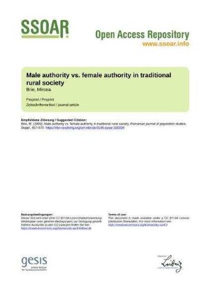 Male authority vs. female authority in traditional rural society
