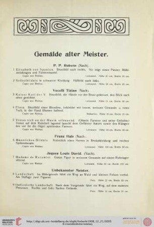 Gemälde alter Meister (Nr. 1-112)