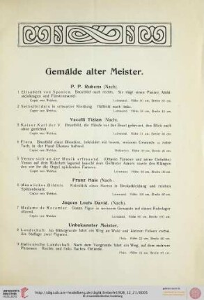 Gemälde alter Meister (Nr. 1-112)