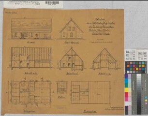 Barnsfeld (Velen) Pachtung Schwartken Neubau des Wirtschaftsgebäudes Grundrisse, Schnitte, Ansichten 1901 1 : 100 55 x 63 Zeichnung Landsberg-Velensches Bauamt Landsberg-Velen