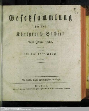 1818: Gesetzsammlung für das Königreich Sachsen
