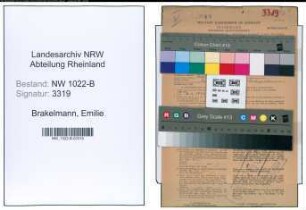 Entnazifizierung Emilie Brakelmann , geb. 01.07.1901 (Postsekretaerin)