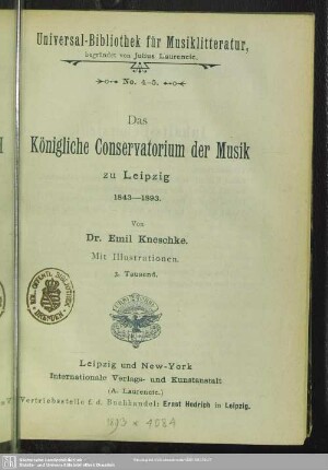 Das Königliche Conservatorium der Musik zu Leipzig 1843 - 1893