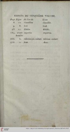 Errata du cinquieme volume