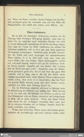 Aufnahme von Thieren.