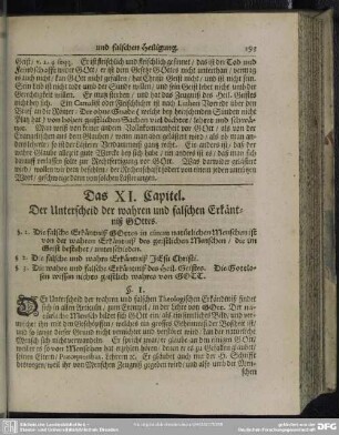 Das XI. Capitel. Der Unterscheid der wahren und falschen Erkäntniß Gottes