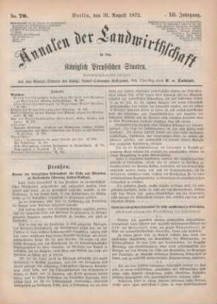 No. 70. Berlin, den 31. August 1872. XII. Jahrgang.