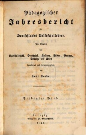 Pädagogischer Jahresbericht : von .... 7. 1853