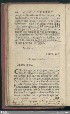 Seconde Lettre