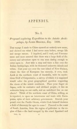 No. I. Proposed exploring expedition to the Asiatic Archipelago, by James Brooke, Esq. 1838