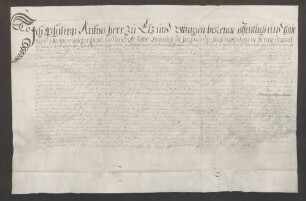 Instrumentum cautionis des Philipp Anton von Eltz-Uttingen.