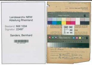 Entnazifizierung Bernhard Sanders , geb. 12.07.1890 (Pfarrer)