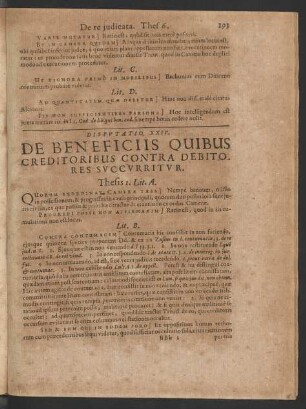 Disputatio XXIV. De Beneficiis Quibus Creditoribus Contra ...