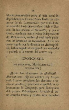 Leccion XIII. Los Mexicanos (Motecuhzoma II, noveno rey.)
