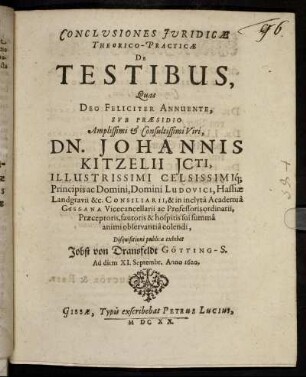 Conclusiones Iuridicae Theorico-Practicae De Testibus