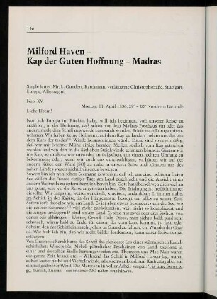 146-169, Milford Haven - Kap der Guten Hoffnung - Madras