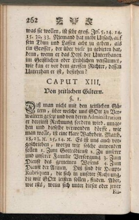 Caput XIII. Von zeitlichen Gütern.