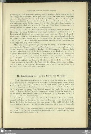 II. Ermittelung der treuen Farbe der Gespinste
