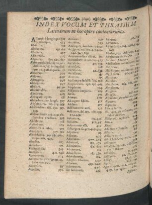 Index Vocum Et Phrasium Latinarum in hoc opere contentarum