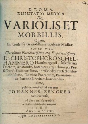 Disputatio Medica De Variolis Et Morbillis