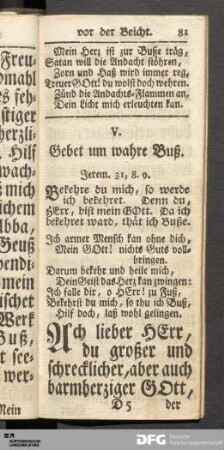 V. Gebet um wahre Buß.
