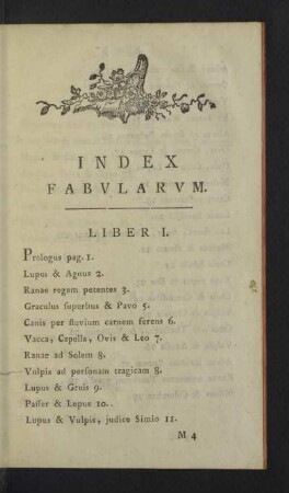 Index fabularum.