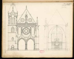 Feldkapelle Monatskonkurrenz Januar 1885: Aufriss Seitenansicht, Querschnitt 1:75; Maßstabsleiste